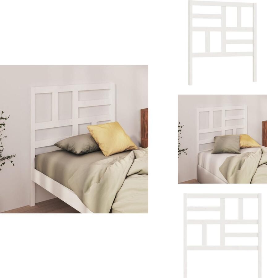 VidaXL Hoofdbord Hoofdborden Hoofdeinde Houten Hoofdbord 81x4x104 cm massief grenenhout wit