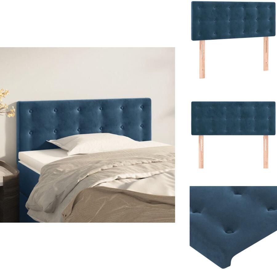 VidaXL Hoofdbord Hoofdborden Hoofdeinde Houten Hoofdbord 90x5x78 88 cm fluweel donkerblauw