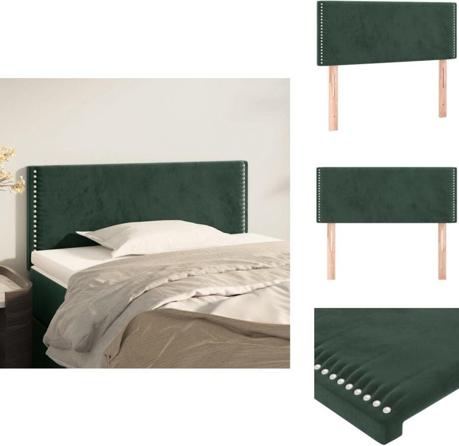 VidaXL Hoofdbord Hoofdborden Hoofdeinde Houten Hoofdbord 90x5x78 88 cm fluweel donkergroen