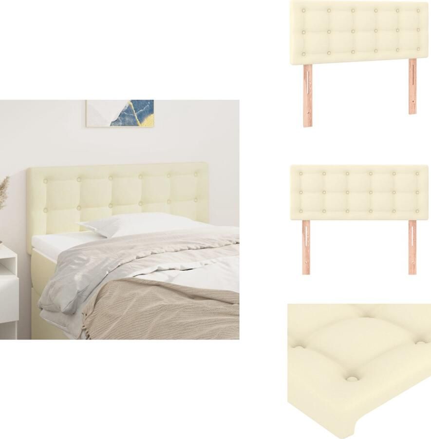 VidaXL Hoofdbord Klassiek ontwerp Duurzaam kunstleer Stevige poten Verstelbare hoogte Comfortabele ondersteuning Elegant Crème 80 x 5 x 78 88 cm Bedonderdeel