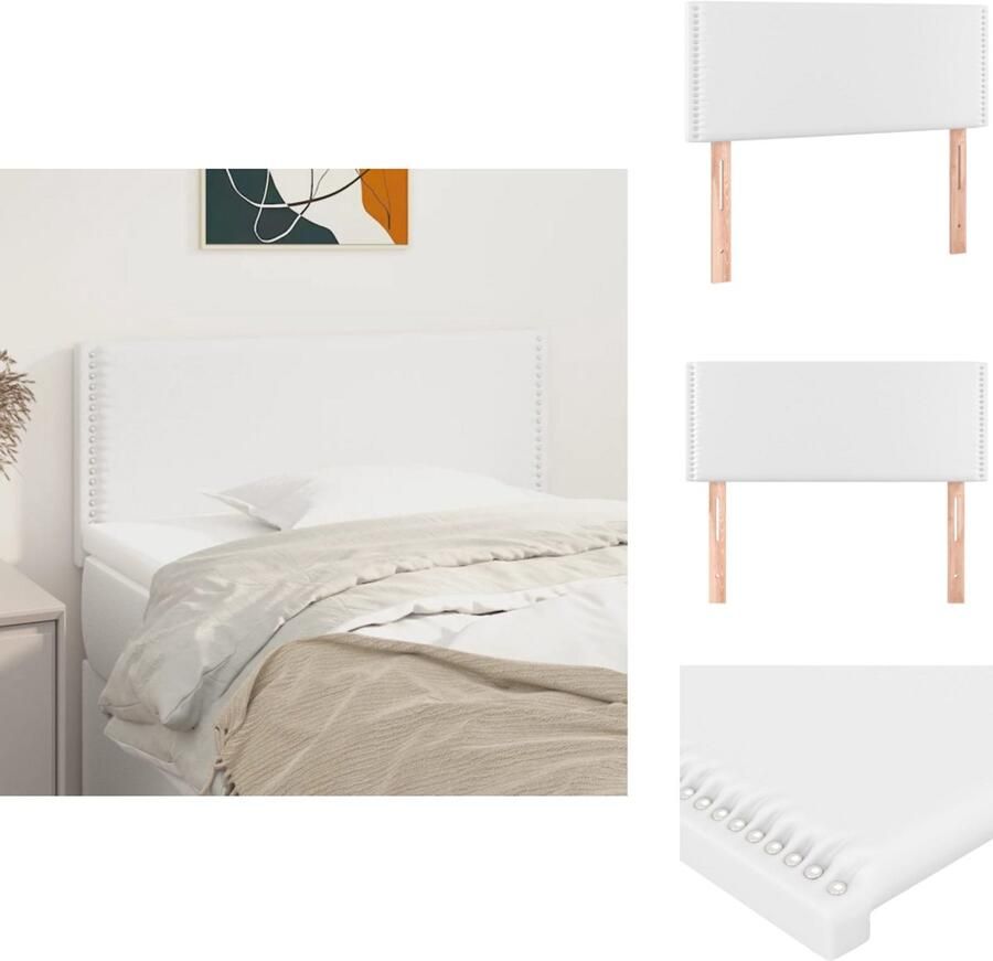 VidaXL Hoofdbord Hoofdborden Hoofdeinde Houten Hoofdbord 90x5x78 88 cm kunstleer wit - Foto 2