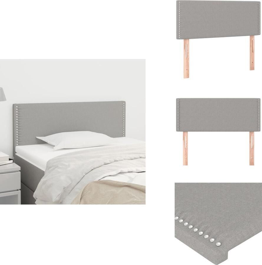 The Living Store Hoofdbord Klassiek Stof Verstelbare Hoogte Lichtgrijs 80x33.5x78cm Hoofd Bord Beddecoratie Hoofdkussen Stoffen Hoofdbord Grijs Hoofdbord