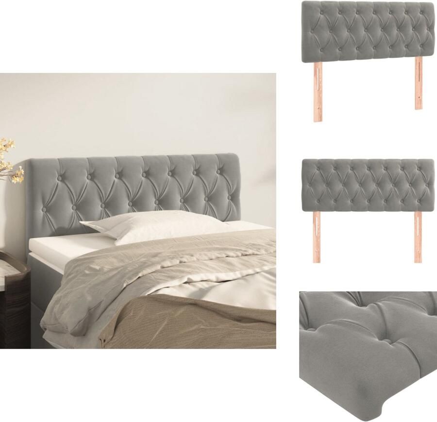 VidaXL Hoofdbord Hoofdborden Hoofdeinde Houten Hoofdbord 90x7x78 88 cm fluweel lichtgrijs