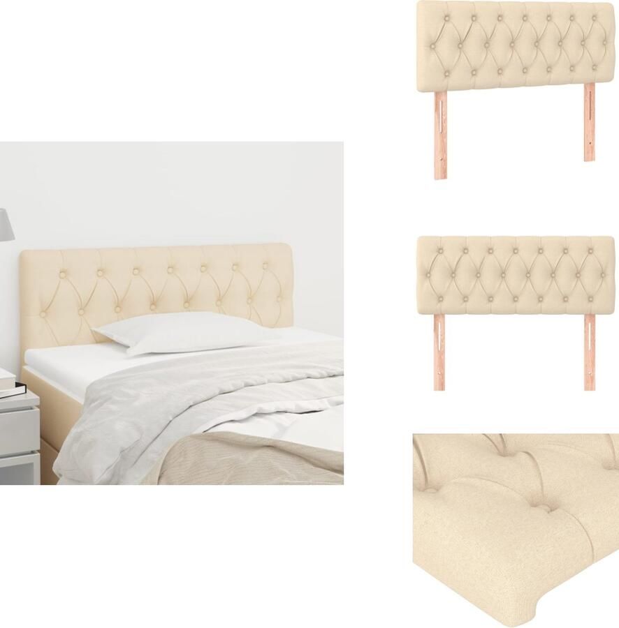 VidaXL Hoofdbord Klassiek 90 x 7 x 78 88 cm Kleur- Crème Materiaal- Stof bewerkt hout massief larikshout Bedonderdeel - Foto 1