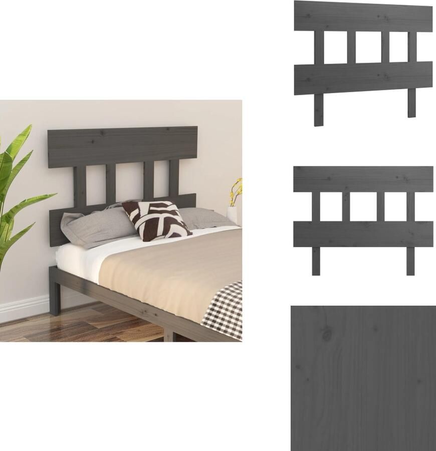 VidaXL Hoofdbord Hoofdborden Hoofdeinde Houten Hoofdbord 93 5x3x81 cm massief grenenhout grijs
