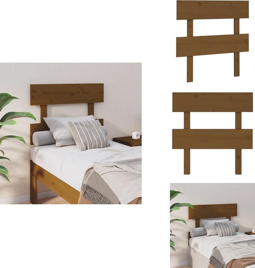 VidaXL Hoofdbord Hoofdborden Hoofdeinde Houten Hoofdbord 93-5x3x81 cm massief grenenhout honingbruin