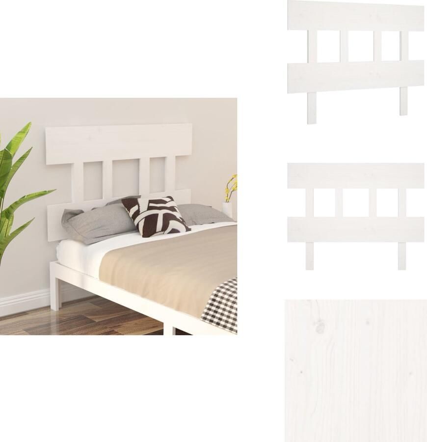 VidaXL Hoofdbord Hoofdborden Hoofdeinde Houten Hoofdbord 93 5x3x81 cm massief grenenhout wit