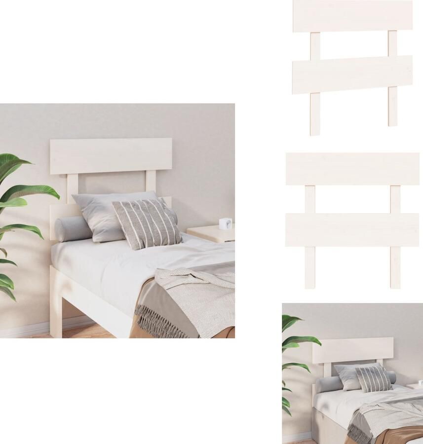 VidaXL Hoofdbord Hoofdborden Hoofdeinde Houten Hoofdbord 93 5x3x81 cm massief grenenhout wit