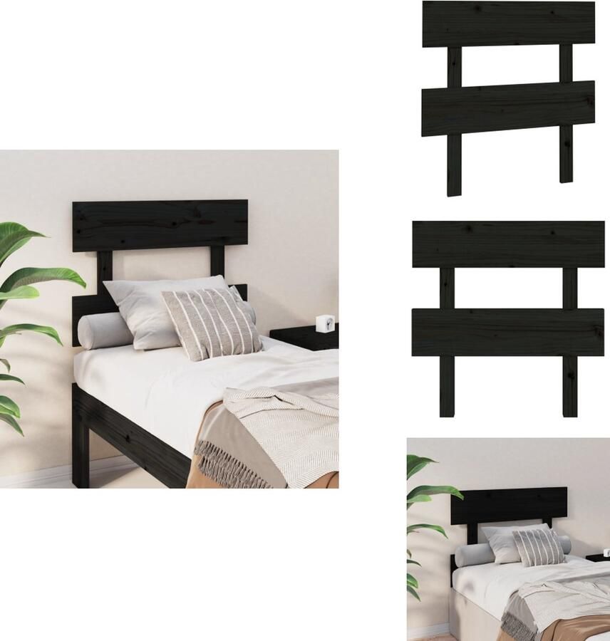 VidaXL Hoofdbord Hoofdborden Hoofdeinde Houten Hoofdbord 93 5x3x81 cm massief grenenhout zwart