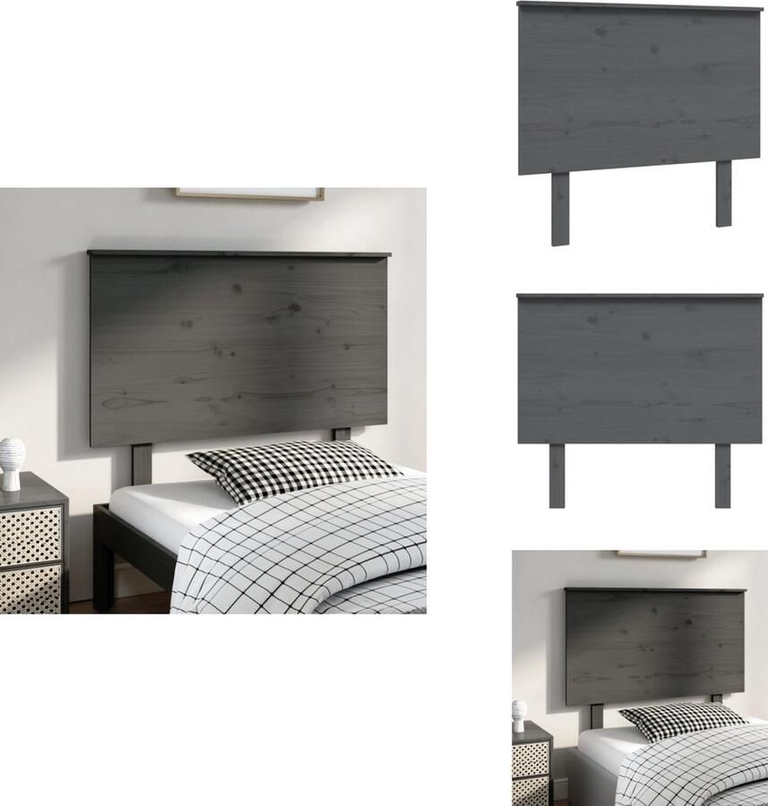VidaXL Hoofdbord Hoofdborden Hoofdeinde Houten Hoofdbord 94x6x82 5 cm massief grenenhout grijs