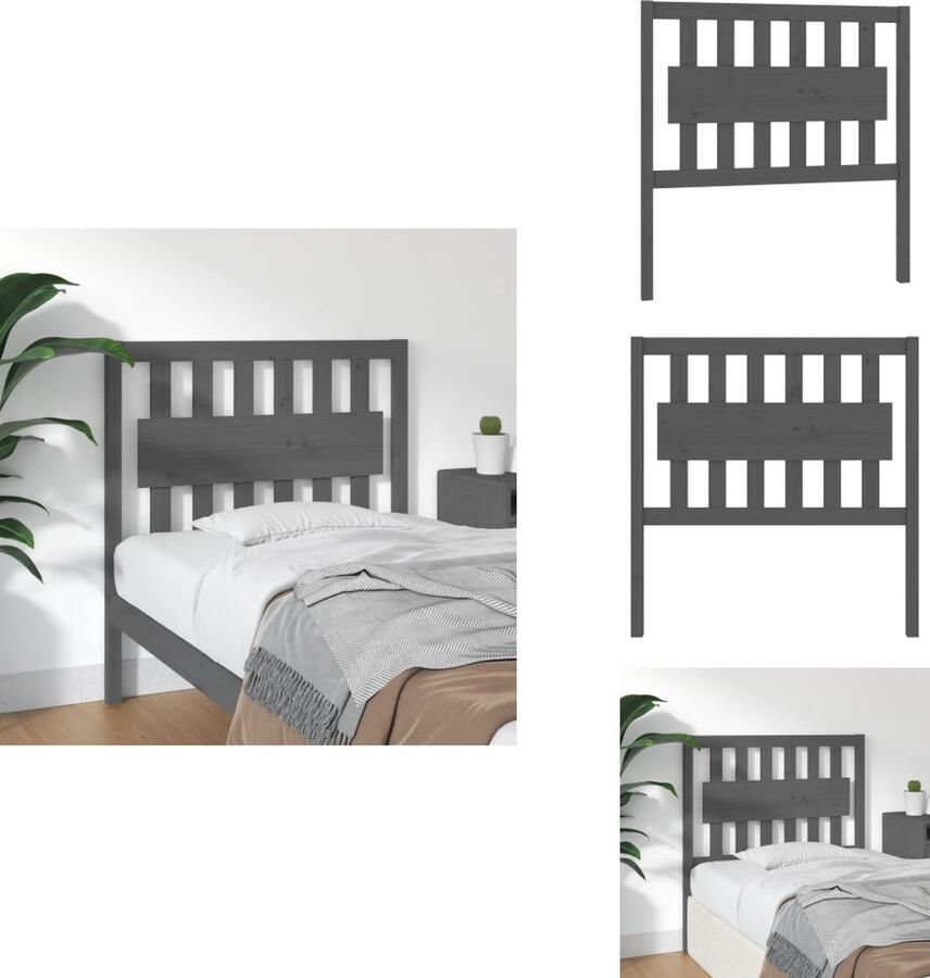 VidaXL Hoofdbord Hoofdborden Hoofdeinde Houten Hoofdbord 95-5x4x100 cm massief grenenhout grijs - Foto 7