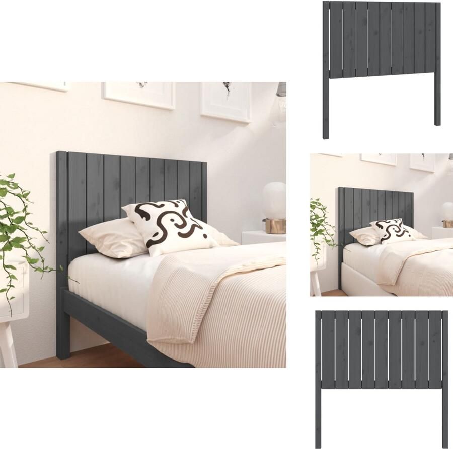 VidaXL Hoofdbord Hoofdborden Hoofdeinde Houten Hoofdbord 95 5x4x100 cm massief grenenhout grijs
