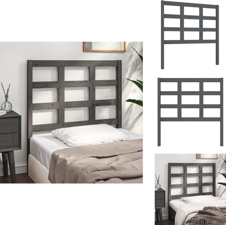 VidaXL Hoofdbord Hoofdborden Hoofdeinde Houten Hoofdbord 95-5x4x100 cm massief grenenhout grijs