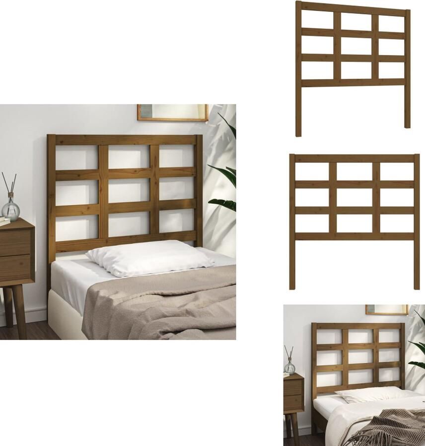 VidaXL Houten Hoofdeinde Trendy Design Hoofdbord Afmetingen- 95.5 x 4 x 100 cm Kleur- Honingbruin Bedonderdeel - Foto 7