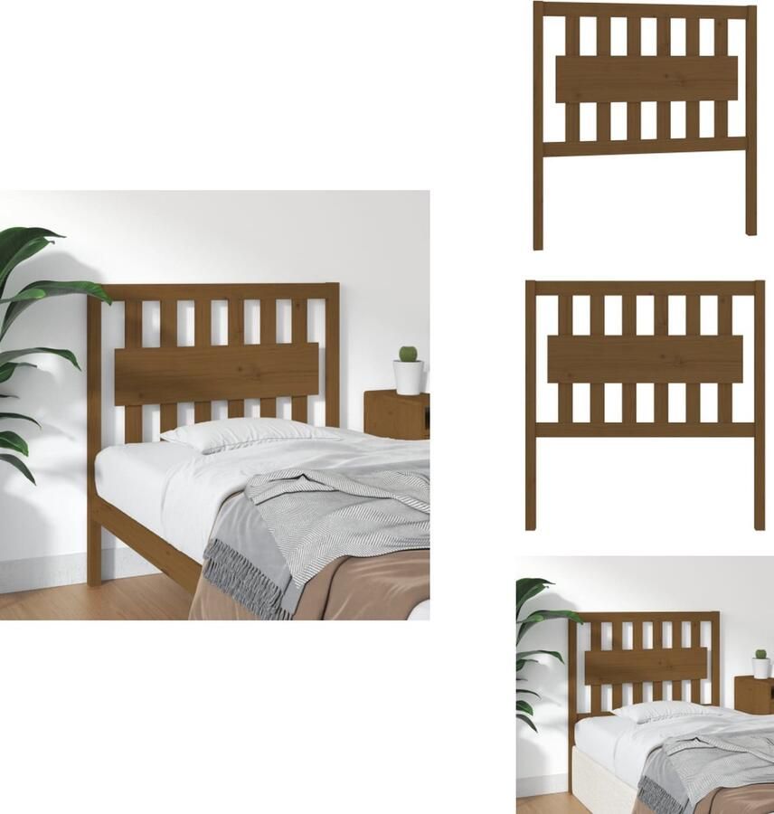 VidaXL Houten Hoofdeinde Trendy Design Hoofdbord Afmetingen- 95.5 x 4 x 100 cm Kleur- Honingbruin Bedonderdeel - Foto 6