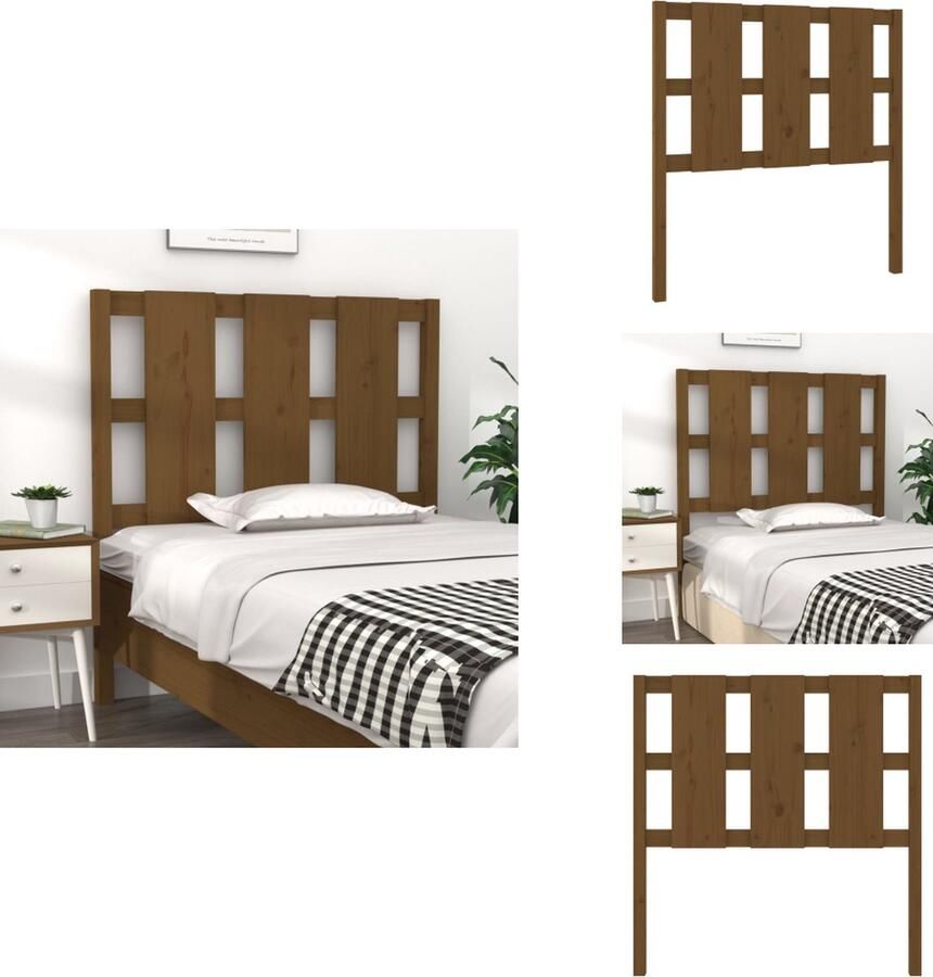 VidaXL Houten Hoofdeinde Trendy Design Hoofdbord Afmetingen- 95.5 x 4 x 100 cm Kleur- Honingbruin Bedonderdeel - Foto 4
