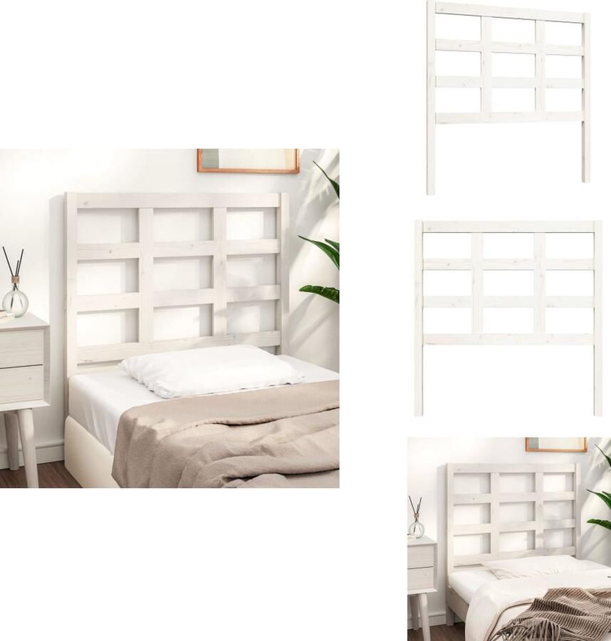 VidaXL Hoofdbord Hoofdborden Hoofdeinde Houten Hoofdbord 95 5x4x100 cm massief grenenhout wit - Foto 4