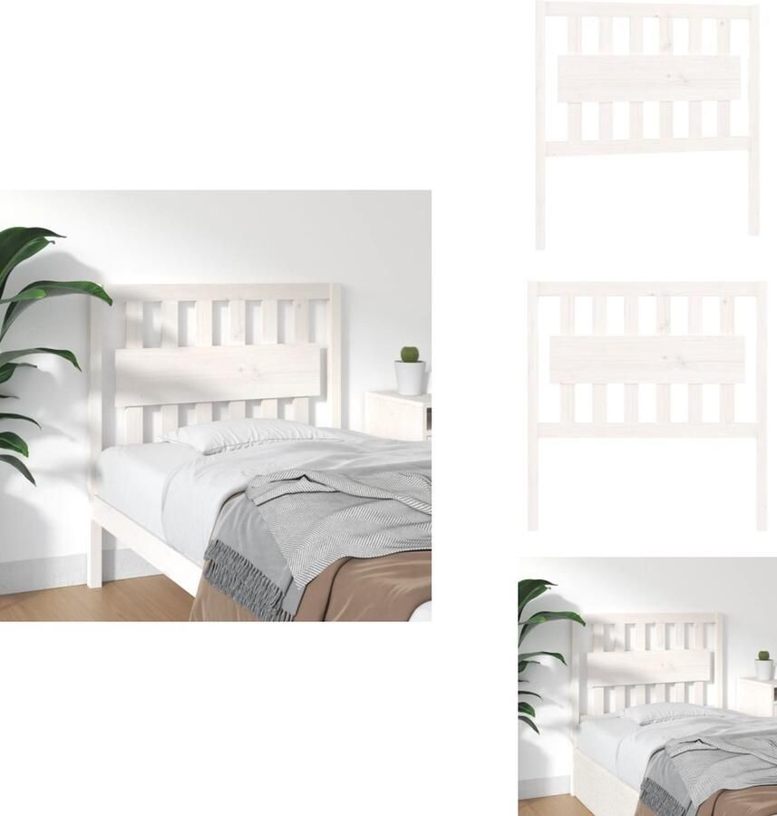 VidaXL Hoofdbord Hoofdborden Hoofdeinde Houten Hoofdbord 95-5x4x100 cm massief grenenhout wit - Foto 2