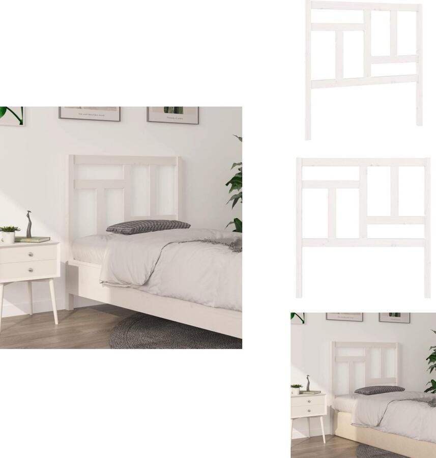 VidaXL Hoofdbord Hoofdborden Hoofdeinde Houten Hoofdbord 95 5x4x100 cm massief grenenhout wit - Foto 5