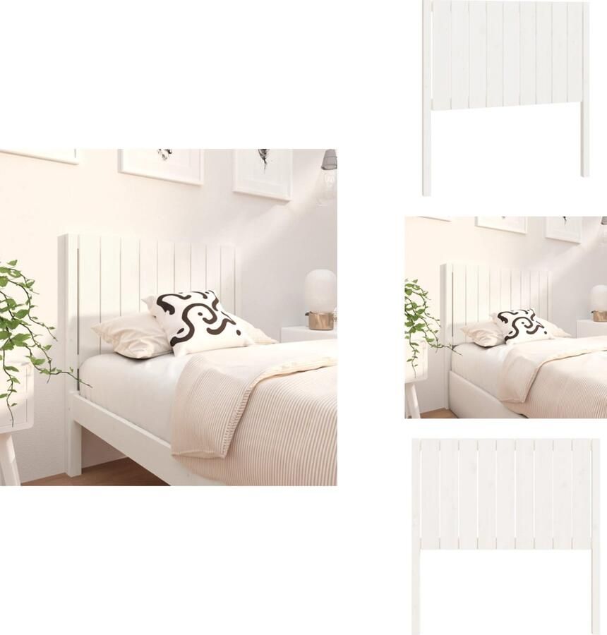 VidaXL Hoofdbord Hoofdborden Hoofdeinde Houten Hoofdbord 95-5x4x100 cm massief grenenhout wit
