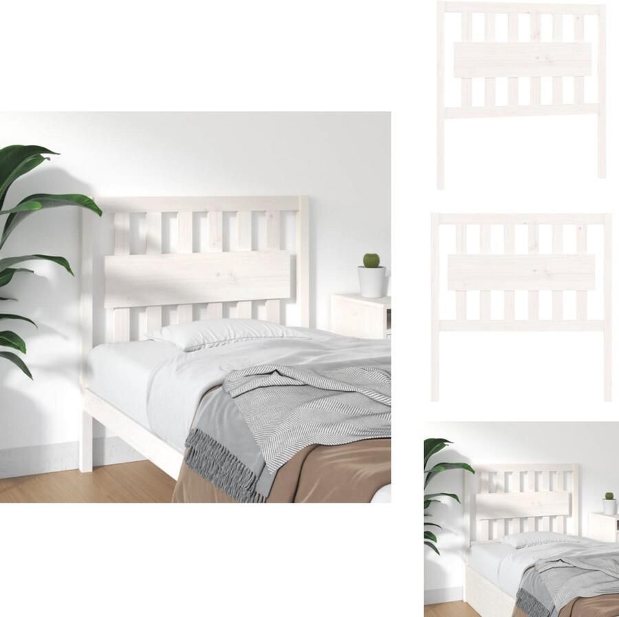 VidaXL Hoofdbord Hoofdborden Hoofdeinde Houten Hoofdbord 95-5x4x100 cm massief grenenhout wit