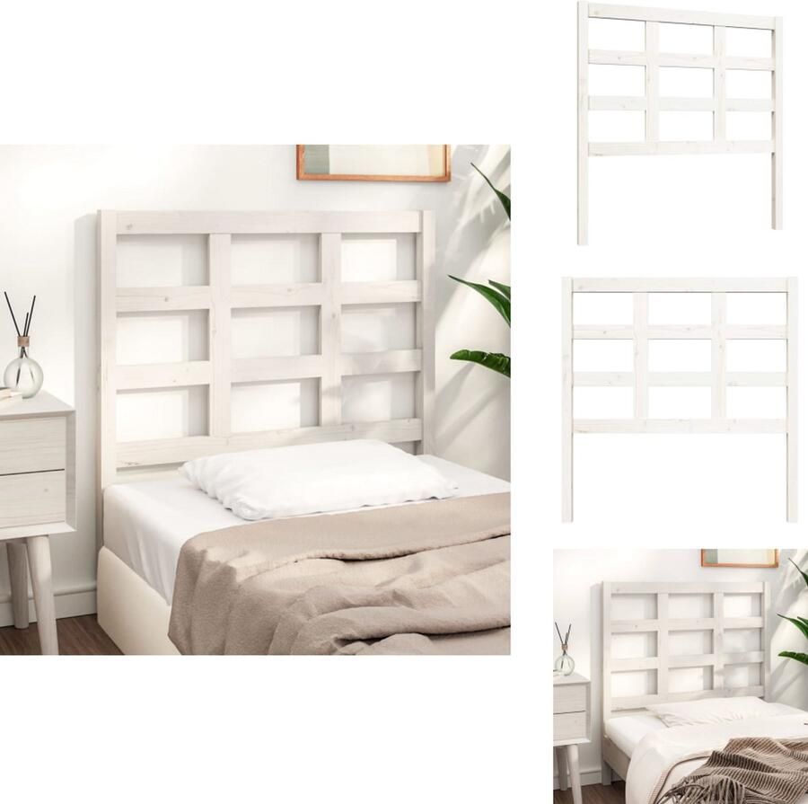 VidaXL Hoofdbord Hoofdborden Hoofdeinde Houten Hoofdbord 95 5x4x100 cm massief grenenhout wit