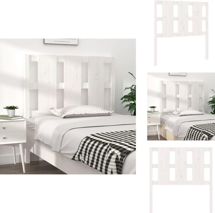 VidaXL Hoofdbord Hoofdborden Hoofdeinde Houten Hoofdbord 95 5x4x100 cm massief grenenhout wit - Foto 2