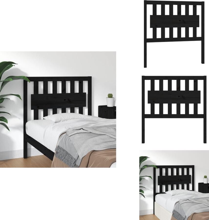 VidaXL Hoofdbord Hoofdborden Hoofdeinde Houten Hoofdbord 95 5x4x100 cm massief grenenhout zwart