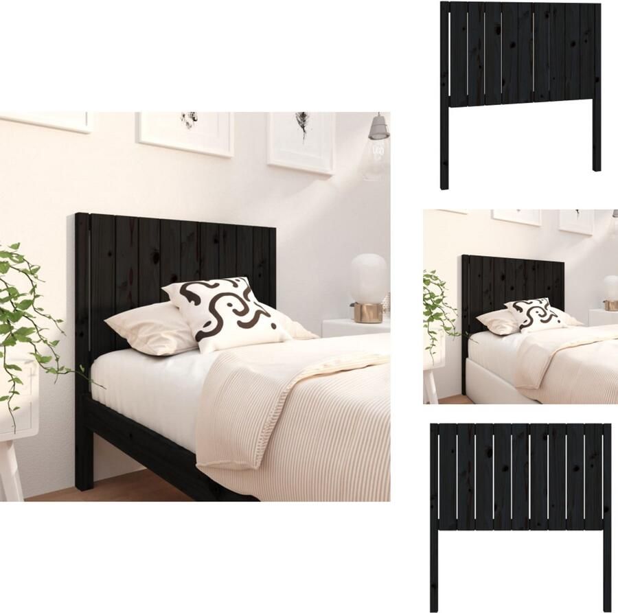 VidaXL Hoofdbord Hoofdborden Hoofdeinde Houten Hoofdbord 95-5x4x100 cm massief grenenhout zwart