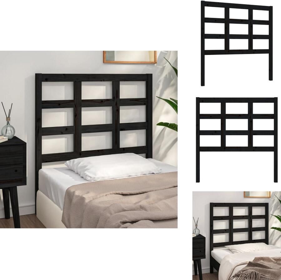 VidaXL Hoofdbord Hoofdborden Hoofdeinde Houten Hoofdbord 95-5x4x100 cm massief grenenhout zwart