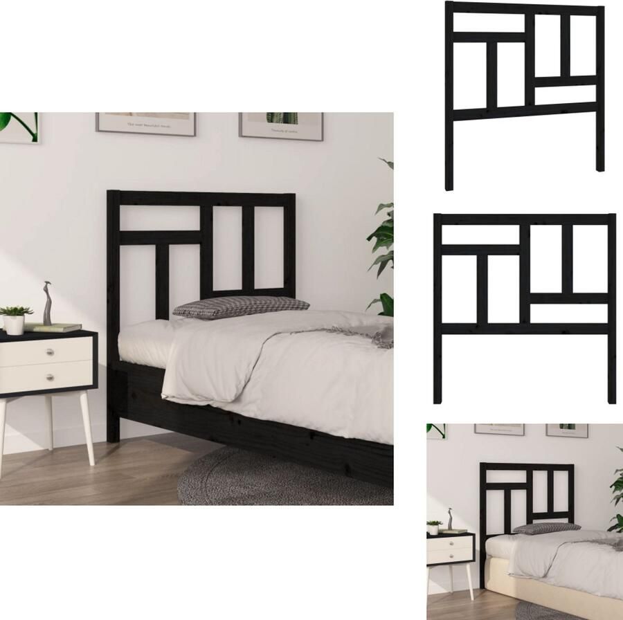 VidaXL Hoofdbord Hoofdborden Hoofdeinde Houten Hoofdbord 95 5x4x100 cm massief grenenhout zwart