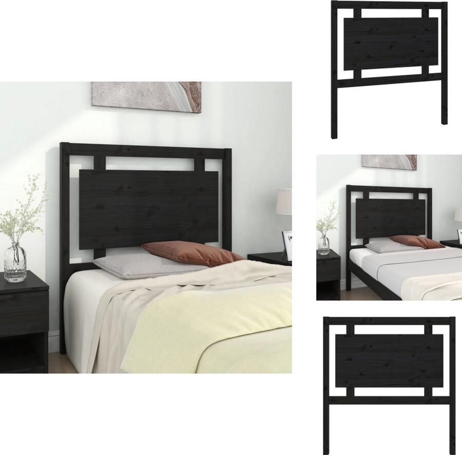 VidaXL Hoofdbord Hoofdborden Hoofdeinde Houten Hoofdbord 95 5x4x100 cm massief grenenhout zwart
