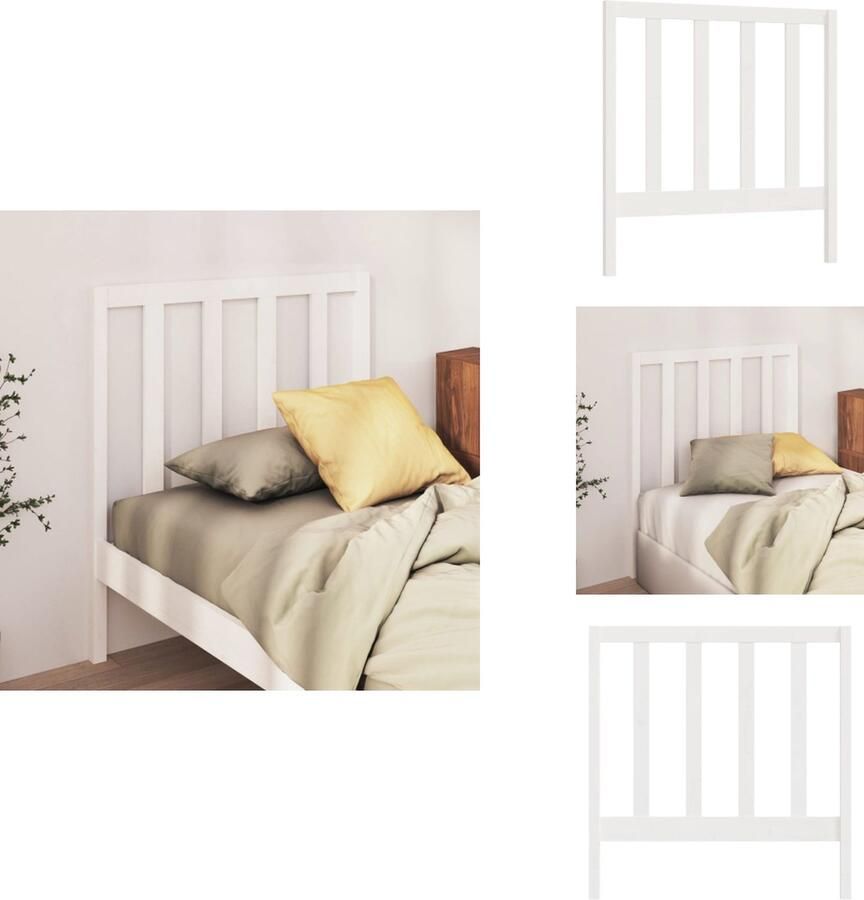 VidaXL Hoofdbord Hoofdborden Hoofdeinde Houten Hoofdbord 95x4x100 cm massief grenenhout wit