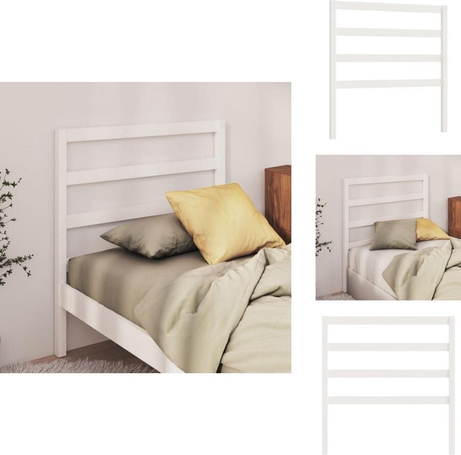 VidaXL Hoofdbord Hoofdborden Hoofdeinde Houten Hoofdbord 95x4x100 cm massief grenenhout wit - Foto 2