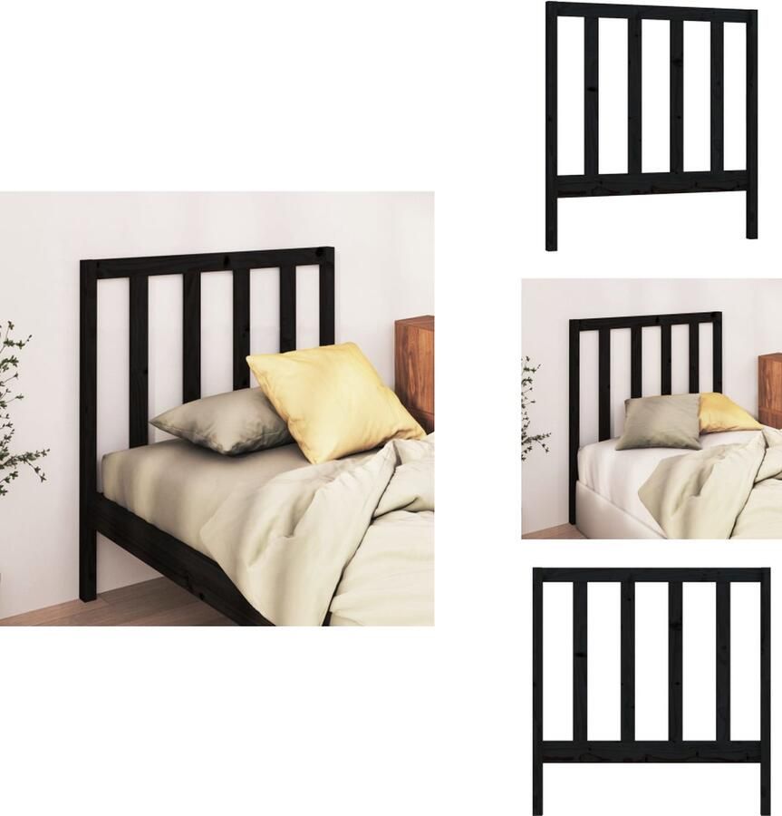 VidaXL Hoofdbord Hoofdborden Hoofdeinde Houten Hoofdbord 95x4x100 cm massief grenenhout zwart