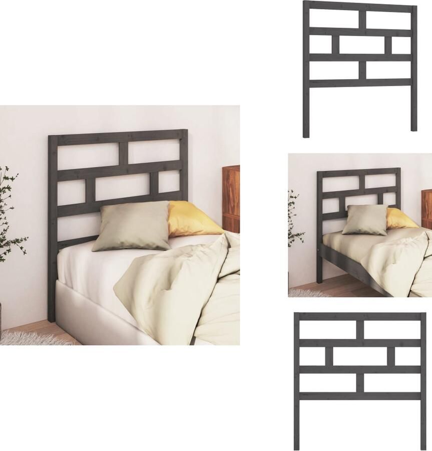 VidaXL Hoofdbord Hoofdborden Hoofdeinde Houten Hoofdbord 96x4x100 cm massief grenenhout grijs