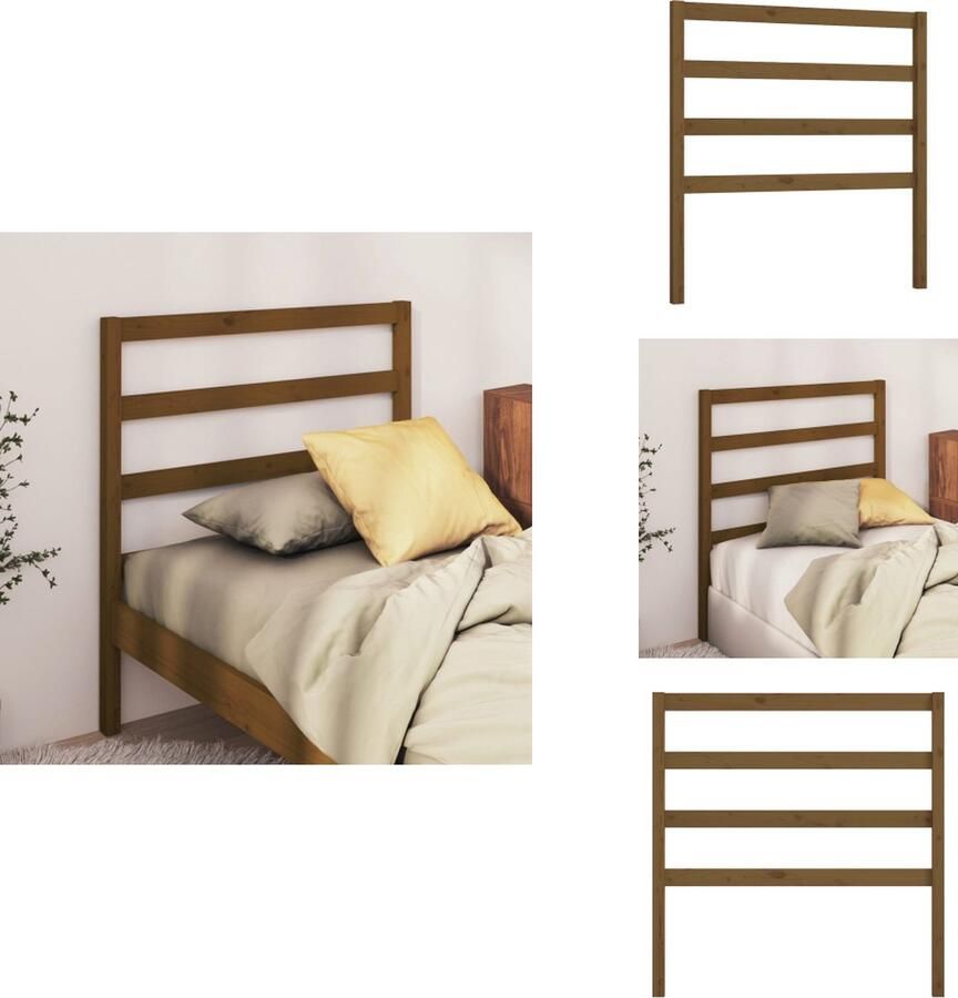 VidaXL Hoofdbord Houten 96 x 4 x 100 cm Honingbruin Geschikt voor bed zonder hoofdeinde Bedonderdeel
