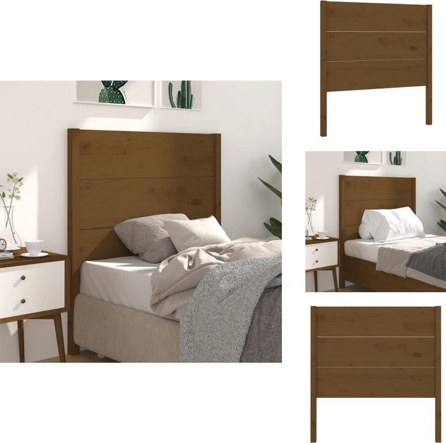 VidaXL Houten Hoofdeinde Klassiek Hoofdborden Afmeting- 96 x 4 x 100 cm Kleur- Honingbruin Bedonderdeel