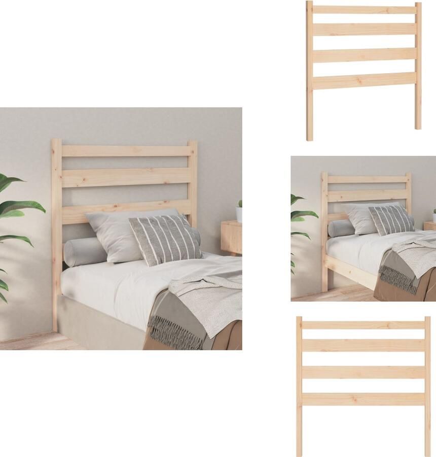 VidaXL Hoofdbord Hoofdborden Hoofdeinde Houten Hoofdbord 96x4x100 cm massief grenenhout - Foto 3