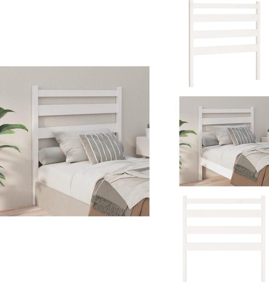 VidaXL Hoofdbord Hoofdborden Hoofdeinde Houten Hoofdbord 96x4x100 cm massief grenenhout wit