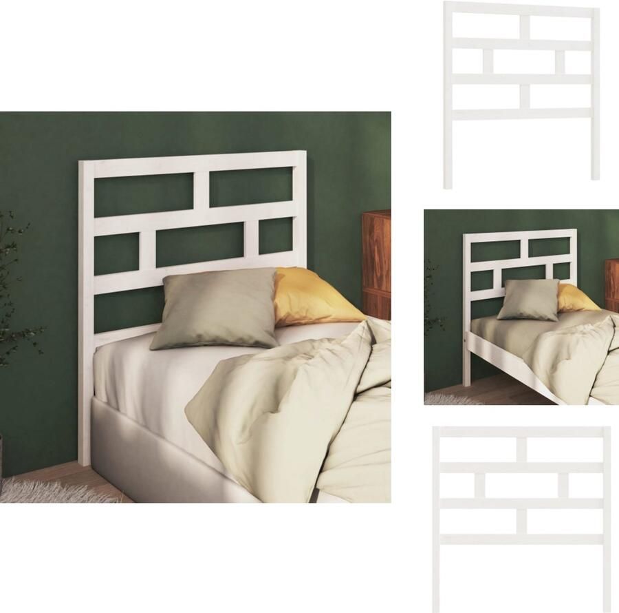 VidaXL Hoofdbord Hoofdborden Hoofdeinde Houten Hoofdbord 96x4x100 cm massief grenenhout wit