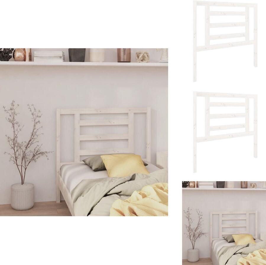 VidaXL Hoofdbord Hoofdborden Hoofdeinde Houten Hoofdbord 96x4x100 cm massief grenenhout wit - Foto 3