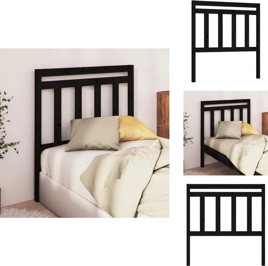 VidaXL Hoofdbord Hoofdborden Hoofdeinde Houten Hoofdbord 96x4x100 cm massief grenenhout zwart - Foto 2