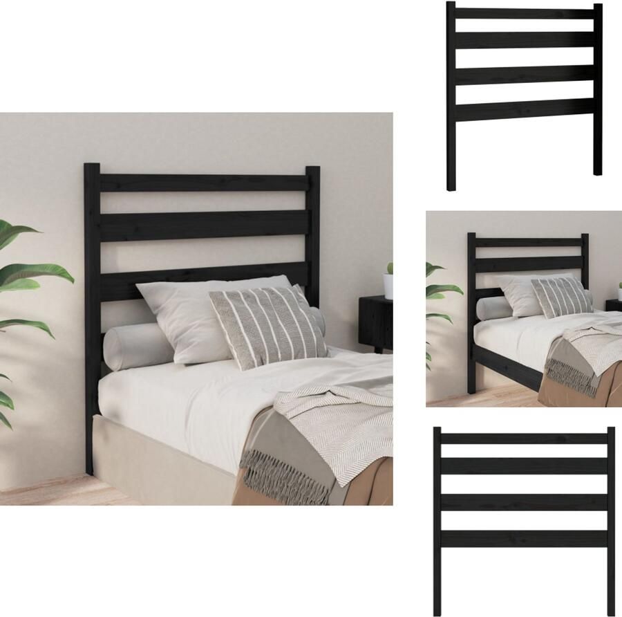 VidaXL Hoofdbord Hoofdborden Hoofdeinde Houten Hoofdbord 96x4x100 cm massief grenenhout zwart
