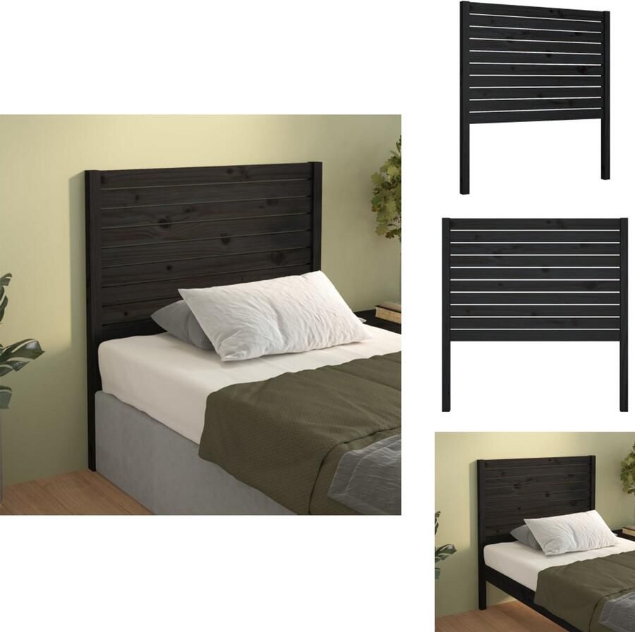 VidaXL Hoofdbord Hoofdborden Hoofdeinde Houten Hoofdbord 96x4x100 cm massief grenenhout zwart