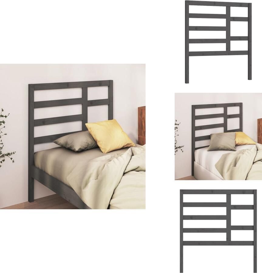 VidaXL Hoofdbord Hoofdborden Hoofdeinde Houten Hoofdbord 96x4x104 cm massief grenenhout grijs