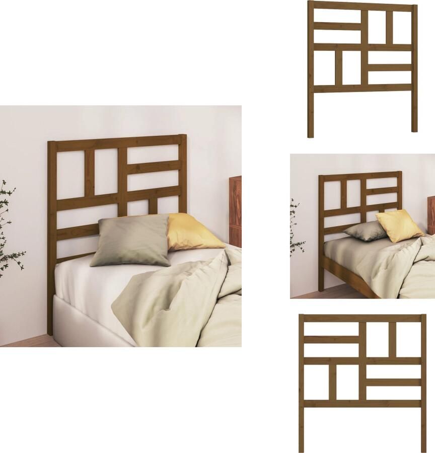 VidaXL Hoofdbord Hoofdborden Hoofdeinde Houten Hoofdbord 96x4x104 cm massief grenenhout honingbruin