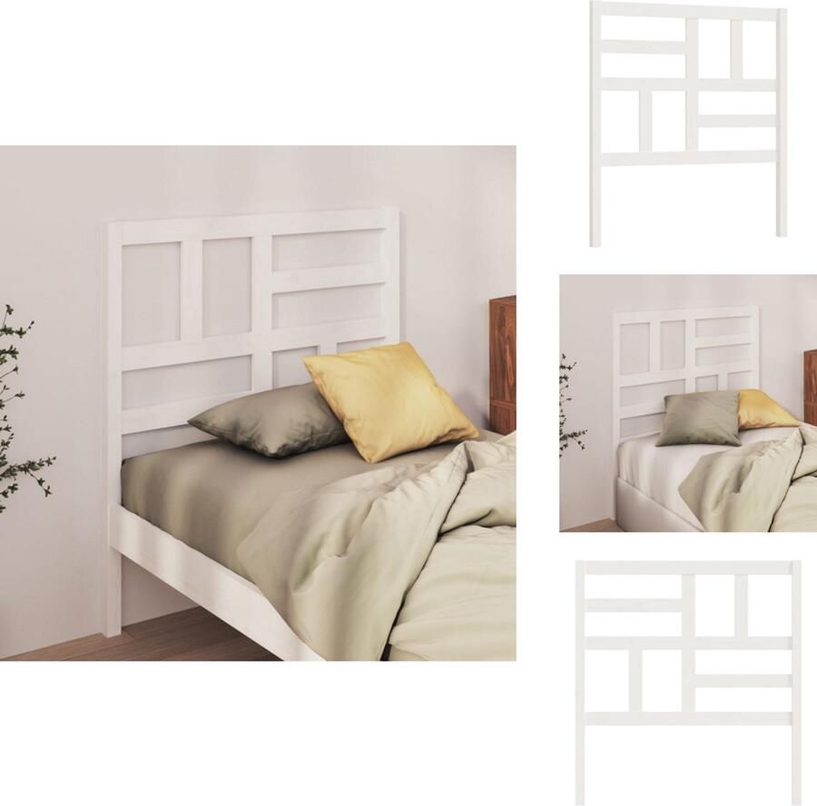 VidaXL Hoofdbord Hoofdborden Hoofdeinde Houten Hoofdbord 96x4x104 cm massief grenenhout wit