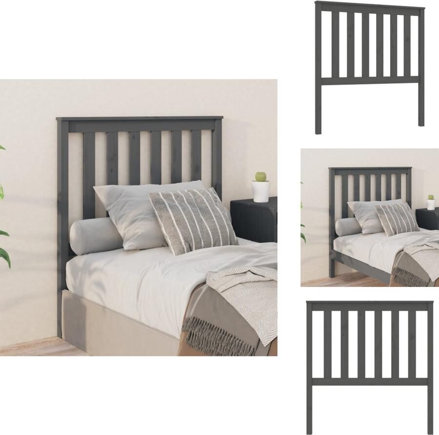 VidaXL Hoofdbord Hoofdborden Hoofdeinde Houten Hoofdbord 96x6x101 cm massief grenenhout grijs