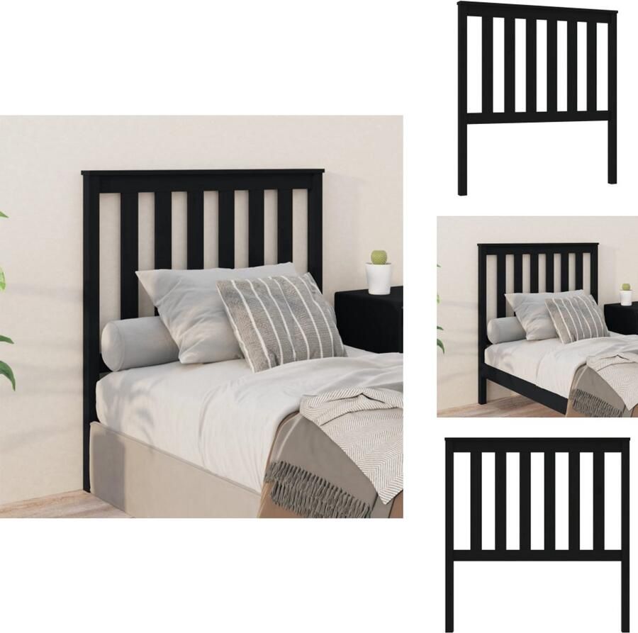 VidaXL Hoofdbord Hoofdborden Hoofdeinde Houten Hoofdbord 96x6x101 cm massief grenenhout zwart